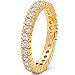 Sterling Silver 925 Women's Goldtone Plated Eternity Ring wedding Band with Cubic Zirconia 3mm 6
