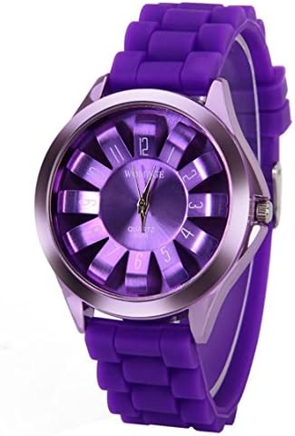 Sankuwen Purple Silicone Watch, 1pc Petal Round Dial Silicone Jelly Band Analog Wrist Watch