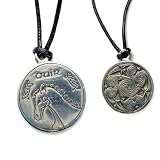 Duir, Celtic Astrology Two Sided Pewter Pendant on Cord Necklace