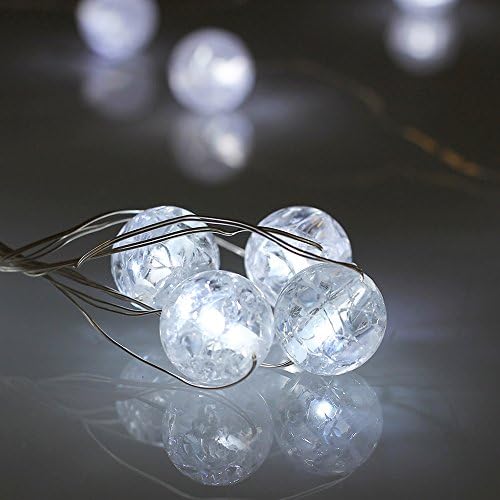 InnooTech Novelty Battery Operated Globe String Lights Fairy 30 Led White Chamilia Beads for Indoor Christmas Tree Wedding Bedroom Party Decoration