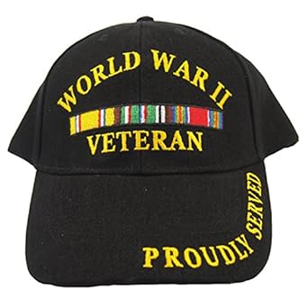 Amazon.com: World War II Veteran Proudly Served Hat Black: Sports