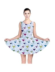 Stretchy Jeweled General Print Polyester/Spandex Skater Dress 