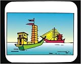 Decorated Mouse Pad with Asia, ships, ocean, flag, voyage, sea, boats, "Hong Kong"
