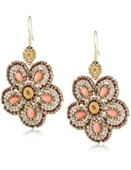 Miguel Ases Pink Coral Flower Drop Earrings