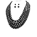 Affordable Wedding Jewelry Statement Beaded Layered Strands Jet Black Beaded Beads Chunky Necklace Earrings Set for Women