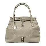 Fendi Silver Pebbled Leather Selleria Large Satchel Bag