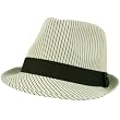 Men's 100% Cotton Summer Cool Pinstripe Fedora Trilby Hat Blue Black 56cm S/M
