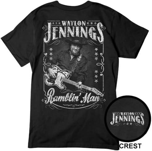 Waylon Jennings Ramblin' Man Playing Guitar T-Shirt-small