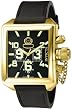 Gold Tone Stainless Steel Russian DIver Box Dial Chronograph Leather Strap