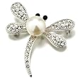 Elegant Crystal Pearl Dragonfly Brooches And Pins