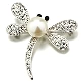 Elegant Crystal Pearl Dragonfly Brooches And Pins