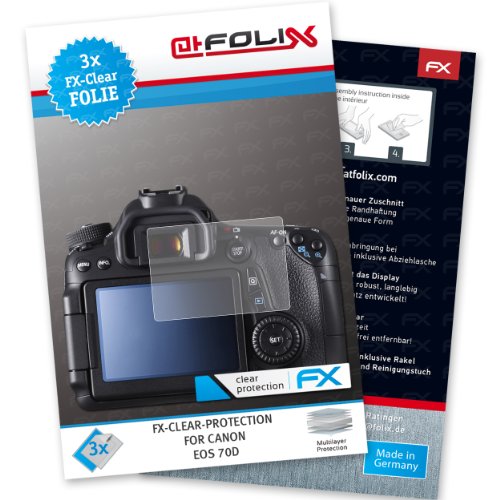 Accessoires appareils photo numériques atFoliX FX-Clear Protection d'écran pour Canon EOS 70D (3 pièces) - protection d'écran ultra-claire! SPECIAL PRICE