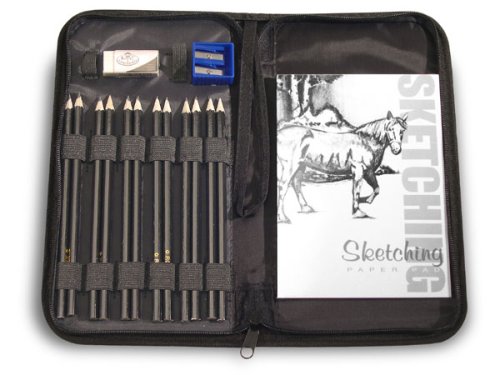 Drawing and Sketching Pencil Set In Zippered Carrying Case