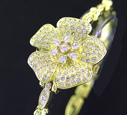 CHIC Ladies 18K Plated BLING Bracelet Crystal Watch Made with SWAROVSKI Elements