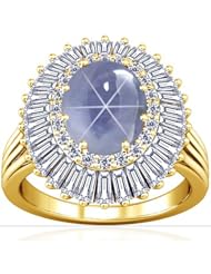 18K Yellow Gold Oval Cut Blue Sapphire Fana Designer Ring
