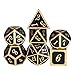 DNDND Metal Dice Set D&D, 7 die Metallic Polyhedral Dice Set with Gift Metal Box and Gold Number for DND Dungeons and Dragons Role Playing Games (Black and Gold)