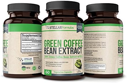 Stellar Formulas Green Coffee Bean Extract with GCA, 800mg, Natural Weight Loss Supplement, 60 Count