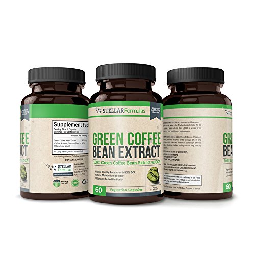 Stellar Formulas Green Coffee Bean Extract with GCA, 800mg, Natural Weight Loss Supplement, 60 Count
