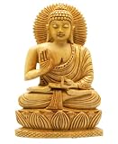 Hand Carved Wood Sitting Buddha Statue