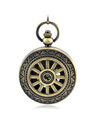 Tirio Skeleton Mechanical Movement Hand Wind Roman Numeral Wheel Motif Half Hunter with gift box