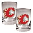 Calgary Flames 2pc Rocks Glass Set - Primary Logo NHL Hockey