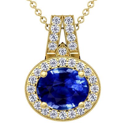 Yellow Sapphire Round Diamond Pendant