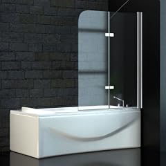 Glas Trennwand Badewannenfaltwand, Wannen Abtrennung 120 x 140 cm