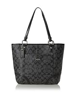 Hot Sale Coach Peyton Black Grey Signature C Leather Tote 18917