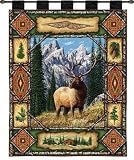 Review ArtExpression  / Elk Lodge - Artist: - Fabric Size: 26.00 by 34.00 inches Wall Tapestry with hanging rods and tassels included