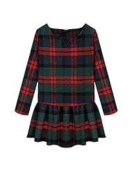 Girls Plaid Print Long Sleeves Sweetheart  Dress