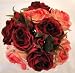 Tanday Bridal Wedding Bouquet w/ Burgundy, Pink, Peach, Ivory Roses