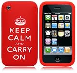 AIO"Keep Calm & Carry On" Lasred Silicone Case For Apple iPhone 3G 3Gs + LCD Screen Protector