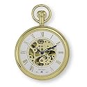 Avalon 17 Jewel Mechanical Skeleton Gold-tone Pocket Watch with Chain, # 8410GX