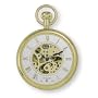 Avalon 17 Jewel Mechanical Skeleton Gold-tone Pocket Watch with Chain, # 8410GX