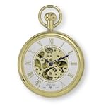 Avalon 17 Jewel Mechanical Skeleton Gold-tone Pocket Watch with Chain, # 8410GX
