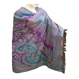 Handmade Cotton Shawl In Paisley Design With Leaf Work & Two Sided Design (Free Shipping) Shw0068r