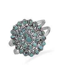 Oxidized Oval Turquoise Cuff Bracelet