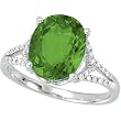 14K White Gold Chatham Created Emerald and Diamond Ring