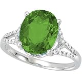 14K White Gold Chatham Created Emerald and Diamond Ring
