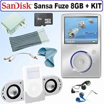 SanDisk Sansa Fuze 8 GB MP3 Player (Silver) + 8GB Deluxe Accessory Kit