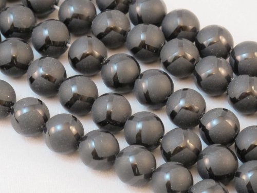 BRCbeads Matte Black Onyx Soccer-line Round Bead 12mm 15.5''