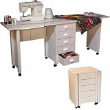 Mobile Desk Double - folding desk for extra space (White) (29.5"H x 71"W x 18"D)