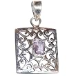 Locket with Chain Silver Amethyst Gemstone Jewelry 1 inch