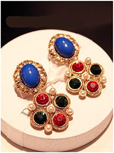 Fashion Luxury Japanese Vintage Sexy Night Club Women Queen Diamond High Atmospheric Imitation Pearl Earrings Studs Jewelry for Lady Women (Colorful Gemstone)