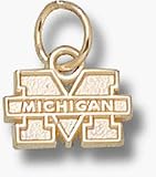 Michigan Wolverines 1/4 M Michigan Charm - 10KT Gold Jewelry