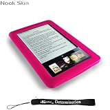 Kroo Nook Electronic Book Reader Slim Silicone Skin Case (Pink, Magenta, Hot Pink) + Includes a 4-Inch eBigvalue Determination Hand Strap