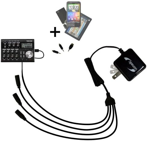 Unique Gomadic 4-Port Intelligent Compact AC Home Wall Charger suitable for the Tascam DP-004 - High output power with a convenient and foldable plug design - Uses TipExchange Technology