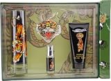 Ed Hardy By Christian Audigier For Men Edt Spray 3.4 Oz & Shower Gel 3 Oz & Edt Spray .25 Oz Mini & Keychain