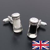 ペッパー＆ソルトディスペンサーのカフスボタン　イギリス・オニキスアート ディスペンサー