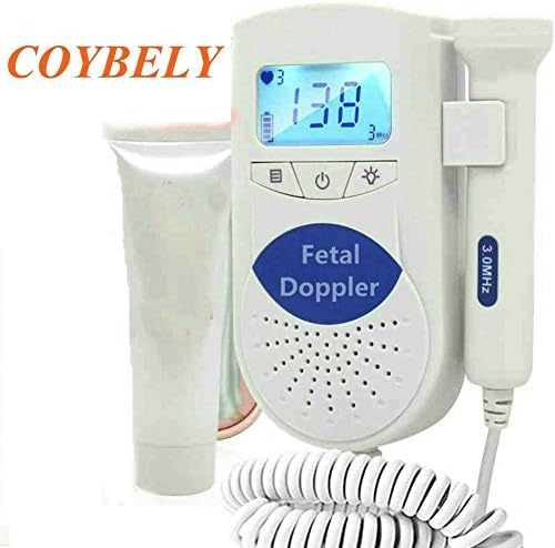 Coybely Pocket Doppler Baby Heart Monitor With Lcd Loudspeaker Waterproof Probe +Gel for Pregnancy ,Shiped From Within USA Daily Shiped (White)